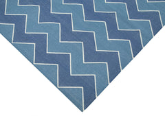 Geometric Duri Blue Geometric Cotton Wool Handmade Area Rug 6'2'' x 8'10''