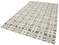 Geometric Duri Grey Geometric Cotton Wool Handmade Area Rug 5'10'' x 9'1''