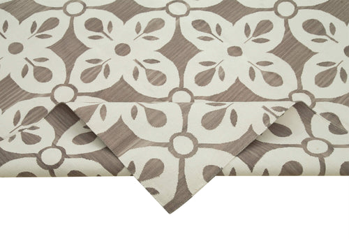 Geometric Duri Grey Geometric Cotton Wool Handmade Area Rug 5'10'' x 9'1''