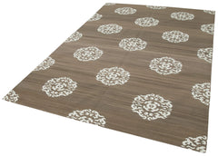 Geometric Duri Brown Geometric Cotton Wool Handmade Area Rug 5'11'' x 8'10''