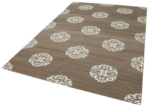Geometric Duri Brown Geometric Cotton Wool Handmade Area Rug 5'11'' x 8'10''