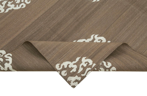 Geometric Duri Brown Geometric Cotton Wool Handmade Area Rug 5'11'' x 8'10''