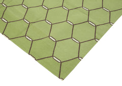 Geometric Duri Green Geometric Cotton Wool Handmade Area Rug 6'1'' x 9'3''