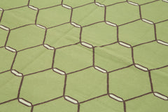 Geometric Duri Green Geometric Cotton Wool Handmade Area Rug 6'1'' x 9'3''