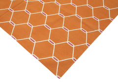 Geometric Duri Orange Geometric Cotton Wool Handmade Area Rug 6'0'' x 8'9''