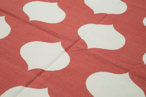 Geometric Duri Red Geometric Cotton Wool Handmade Area Rug 6'1'' x 8'10''