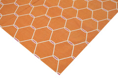 Geometric Duri Orange Geometric Cotton Wool Handmade Area Rug 6'1'' x 9'0''