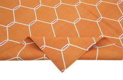 Geometric Duri Orange Geometric Cotton Wool Handmade Area Rug 6'1'' x 9'0''
