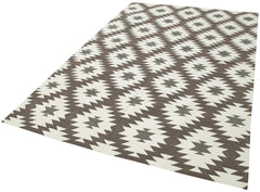 Geometric Duri Brown Geometric Cotton Wool Handmade Area Rug 5'9'' x 8'10''
