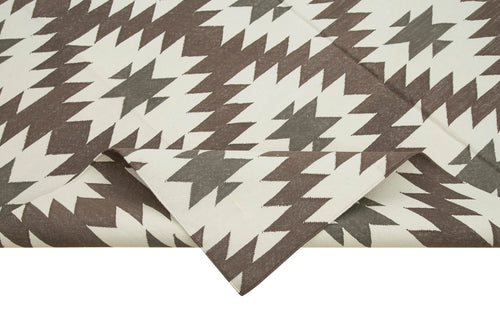 Geometric Duri Brown Geometric Cotton Wool Handmade Area Rug 5'9'' x 8'10''