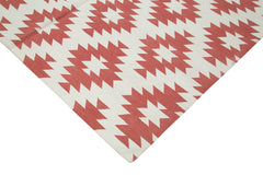 Geometric Duri Red Geometric Cotton Wool Handmade Area Rug 6'2'' x 8'11''