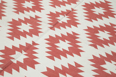 Geometric Duri Red Geometric Cotton Wool Handmade Area Rug 6'2'' x 8'11''