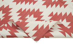 Geometric Duri Red Geometric Cotton Wool Handmade Area Rug 6'2'' x 8'11''