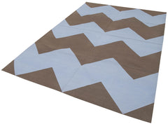 Geometric Duri Blue Geometric Cotton Wool Handmade Area Rug 6'3'' x 8'10''