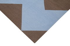 Geometric Duri Blue Geometric Cotton Wool Handmade Area Rug 6'3'' x 8'10''