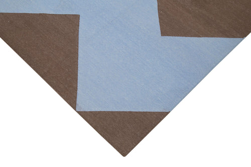 Geometric Duri Blue Geometric Cotton Wool Handmade Area Rug 6'3'' x 8'10''