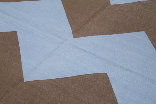 Geometric Duri Blue Geometric Cotton Wool Handmade Area Rug 6'3'' x 8'10''