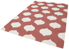 Geometric Duri Red Geometric Cotton Wool Handmade Area Rug 6'0'' x 8'10''