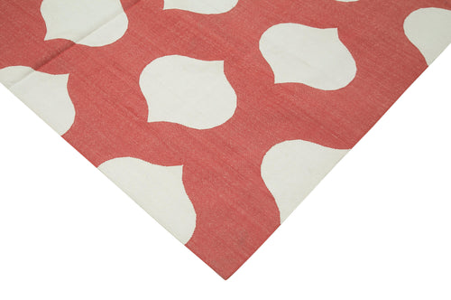Geometric Duri Red Geometric Cotton Wool Handmade Area Rug 6'0'' x 8'10''