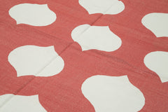 Geometric Duri Red Geometric Cotton Wool Handmade Area Rug 6'0'' x 8'10''