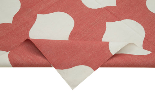 Geometric Duri Red Geometric Cotton Wool Handmade Area Rug 6'0'' x 8'10''