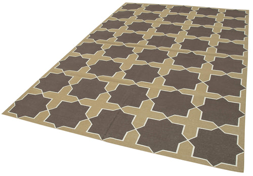 Geometric Duri Brown Geometric Cotton Wool Handmade Area Rug 6'3'' x 9'1''