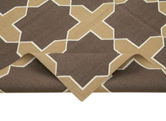 Geometric Duri Brown Geometric Cotton Wool Handmade Area Rug 6'3'' x 9'1''