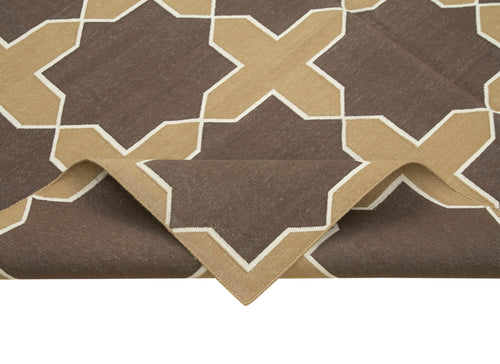 Geometric Duri Brown Geometric Cotton Wool Handmade Area Rug 6'3'' x 9'1''