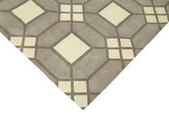 Geometric Duri Grey Geometric Cotton Wool Handmade Area Rug 6'0'' x 8'9''