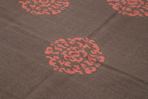 Geometric Duri Brown Geometric Cotton Wool Handmade Area Rug 6'0'' x 8'11''