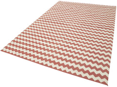 Geometric Duri Red Geometric Cotton Wool Handmade Area Rug 6'0'' x 8'10''