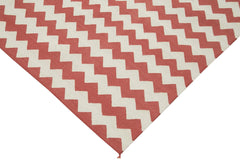 Geometric Duri Red Geometric Cotton Wool Handmade Area Rug 6'0'' x 8'10''