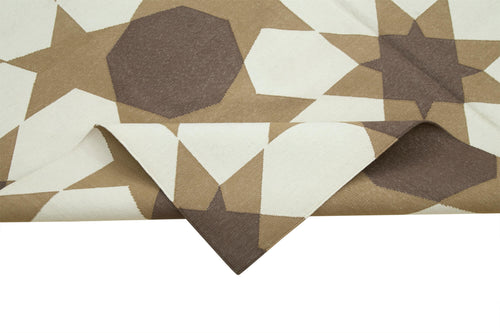 Geometric Duri Brown Geometric Cotton Wool Handmade Area Rug 6'2'' x 8'9''