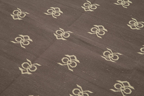 Geometric Duri Brown Geometric Cotton Wool Handmade Area Rug 6'2'' x 9'0''