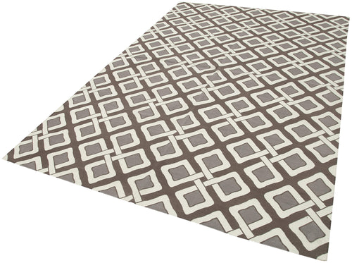 Geometric Duri Brown Geometric Cotton Wool Handmade Area Rug 6'2'' x 9'0''