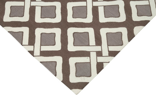 Geometric Duri Brown Geometric Cotton Wool Handmade Area Rug 6'2'' x 9'0''