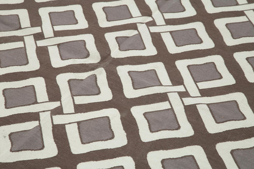 Geometric Duri Brown Geometric Cotton Wool Handmade Area Rug 6'2'' x 9'0''