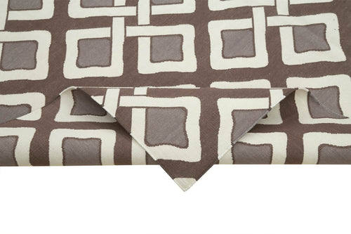 Geometric Duri Brown Geometric Cotton Wool Handmade Area Rug 6'2'' x 9'0''