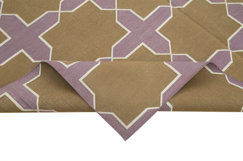 Geometric Duri Brown Geometric Cotton Wool Handmade Area Rug 6'3'' x 8'10''