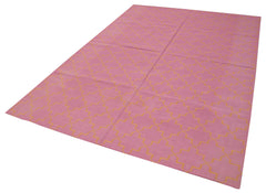 Geometric Duri Pink Geometric Cotton Wool Handmade Area Rug 6'2'' x 8'10''