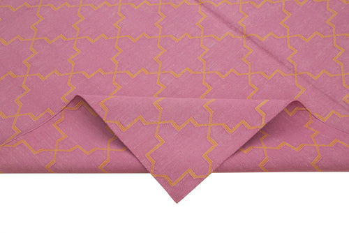 Geometric Duri Pink Geometric Cotton Wool Handmade Area Rug 6'2'' x 8'10''
