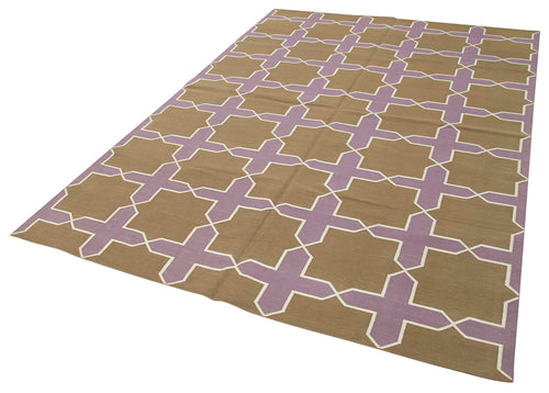 Geometric Duri Brown Geometric Cotton Wool Handmade Area Rug 6'0'' x 8'11''