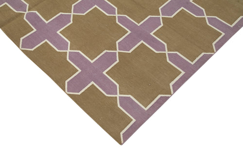 Geometric Duri Brown Geometric Cotton Wool Handmade Area Rug 6'0'' x 8'11''