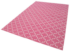 Geometric Duri Pink Geometric Cotton Wool Handmade Area Rug 6'0'' x 9'1''