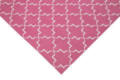 Geometric Duri Pink Geometric Cotton Wool Handmade Area Rug 6'0'' x 9'1''