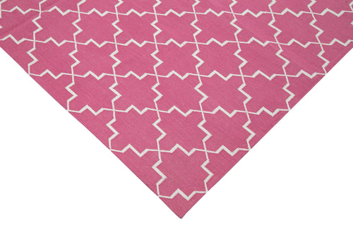 Geometric Duri Pink Geometric Cotton Wool Handmade Area Rug 6'0'' x 9'1''