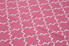Geometric Duri Pink Geometric Cotton Wool Handmade Area Rug 6'0'' x 9'1''