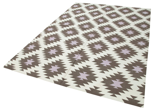 Geometric Duri Brown Geometric Cotton Wool Handmade Area Rug 6'0'' x 8'8''