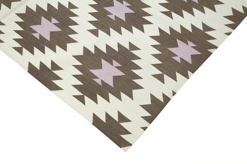 Geometric Duri Brown Geometric Cotton Wool Handmade Area Rug 6'0'' x 8'8''