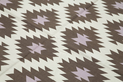 Geometric Duri Brown Geometric Cotton Wool Handmade Area Rug 6'0'' x 8'8''